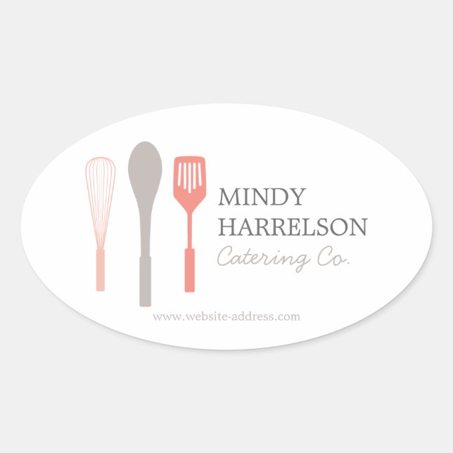 WHISK SPOON SPATULA LOGO II für Bäckerei, Catering Ovaler Aufkleber (Vorderseite)