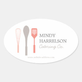 WHISK SPOON SPATULA LOGO II für Bäckerei, Catering Ovaler Aufkleber