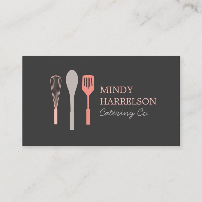 WHISK SPOON SPATULA LOGO IV für Bäckerei, Catering Visitenkarte (Vorderseite)