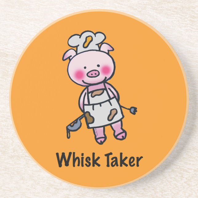 Whisk Taker Pig - Funny Koch Design Getränkeuntersetzer (Vorne)
