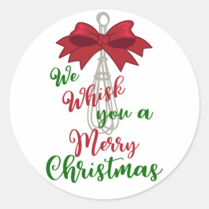 Whisk You Frohe Christmas Runder Aufkleber