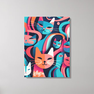 "Whisker" Abstrakte Vector Cats Canvas drucken Leinwanddruck