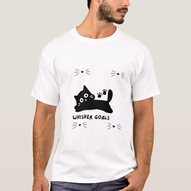 Whisker Goals Cat Silhouette T-Shirt (Vorderseite)