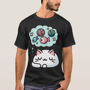 Whisker Träume: Kawaii Katze Schlummer in Garn a T-Shirt
