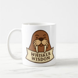 Whisker Wisdom Cute Jovial Walrus Mascot Cartoon Kaffeetasse