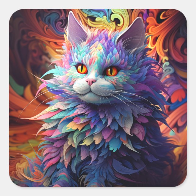 Whisker Wonder Quadratischer Aufkleber (Vorderseite)