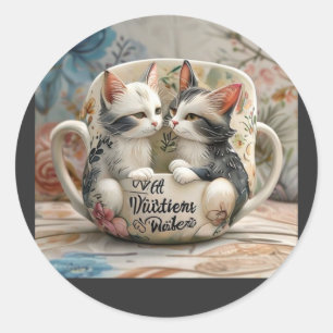 Whisker Wonders: Feline Freundschaft für immer Runder Aufkleber