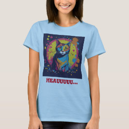 "Whiskered Picasso: Cat Painter Light Blue T-Shirt