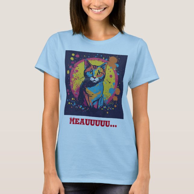 "Whiskered Picasso: Cat Painter Light Blue T-Shirt (Vorderseite)