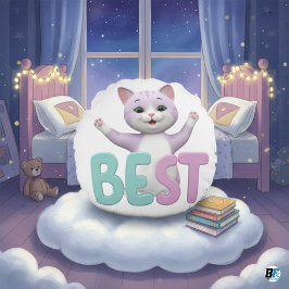 "Whiskered Wonders: Meine beste Katze Saga Minimal Rundes Kissen