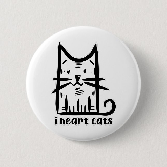 Whiskers Cat, ich hebe Katzen Button (Vorderseite)