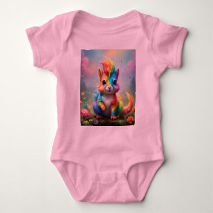 Whiskers des Staunens: Das Regenbogen-Einhorn-Eich Baby Strampler