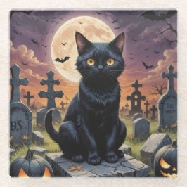 Whiskers of the Witching Hour - Black Cat Glasuntersetzer