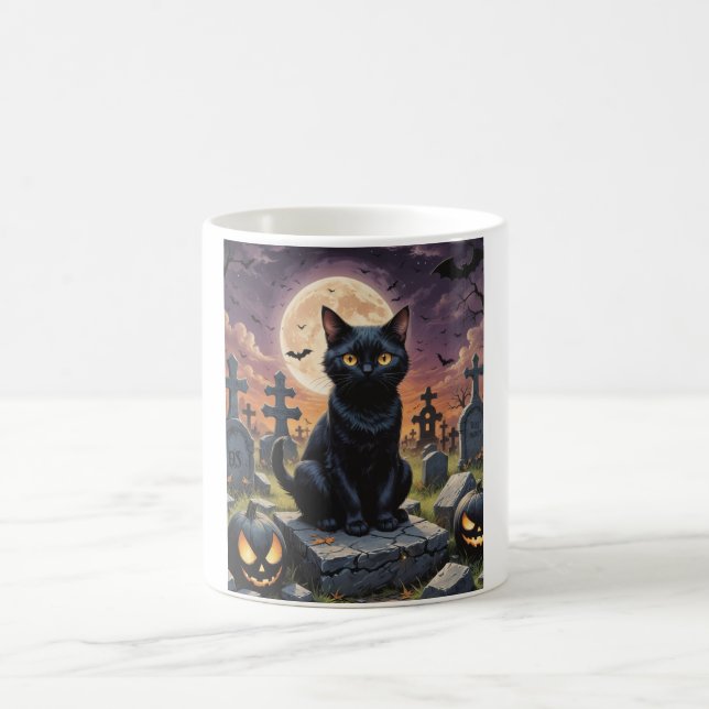 Whiskers of the Witching Hour - Black Cat Kaffeetasse (Mittel)