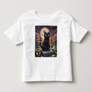 Whiskers of the Witching Hour - Black Cat Kleinkind T-shirt