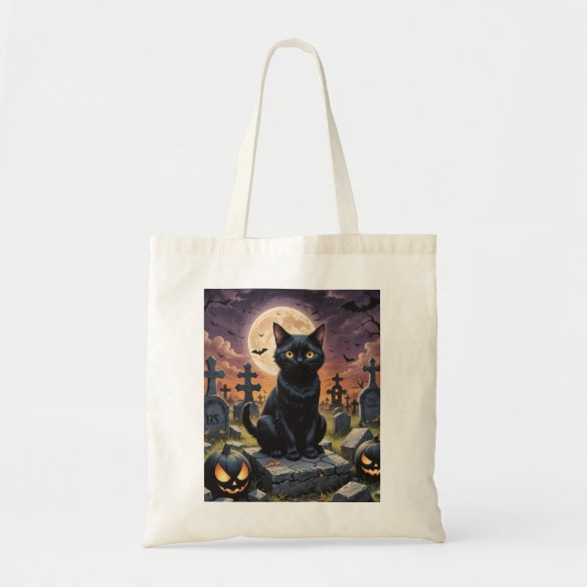 Whiskers of the Witching Hour - Black Cat Tragetasche (Vorne)