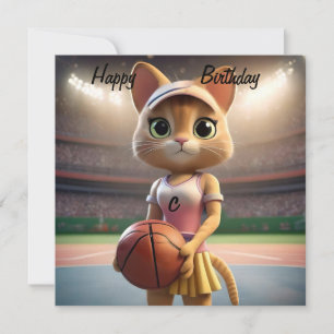 "Whiskers on Court" Netball oder Basketball Cat, Karte