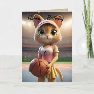 "Whiskers on Court" Netball oder Basketball Cat, Karte
