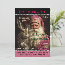 Whiskers Pink Weihnachtsmann Weihnachtsfest Party Einladung
