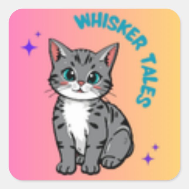 Whiskers & Tales | Sticker pour chats livre de con (Devant)