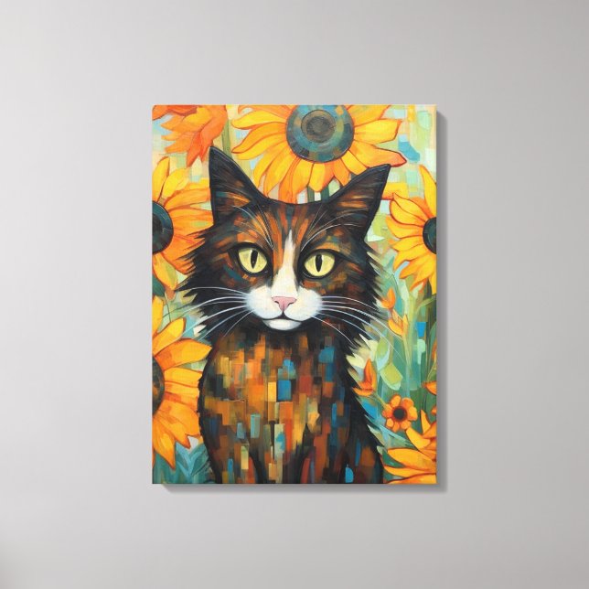 Whiskers und Sonnenblumen Katzenjammer Leinwanddruck (Vorderseite)