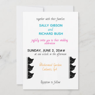 Whiskers & Vows | Schwarze Katzen Hochzeitseinladu Einladung