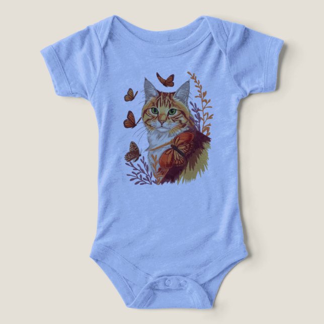 Whiskers & Wings – Cat with Monarch Butterflies (Design Recto)
