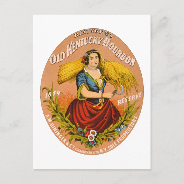 Whiskey Advertising Label, Circa 1860. Postkarte (Vorderseite)