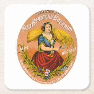 Whiskey Advertising Label, Circa 1860. Rechteckiger Pappuntersetzer