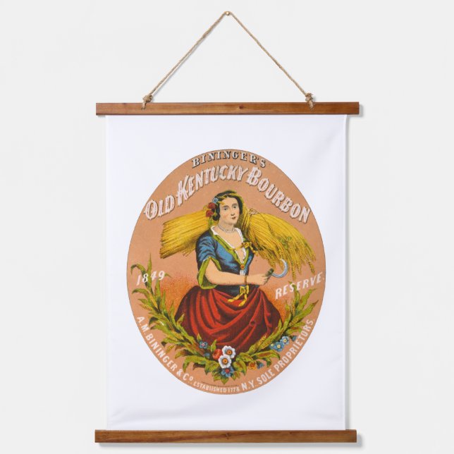 Whiskey Advertising Label, Circa 1860. Wandteppich Mit Holzrahmen (Vorderseite)