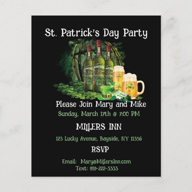 Whiskey and Beer St. Patrick's Day Party Flyer (Vorne)