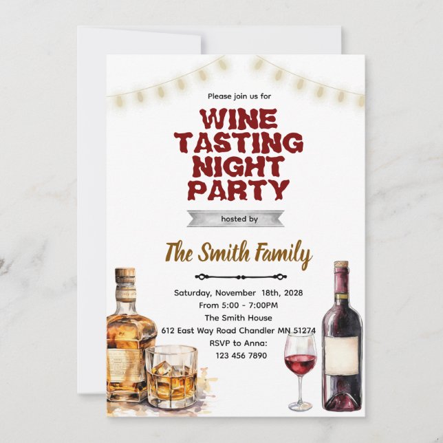 Whiskey and Wine party invitation  (Devant)