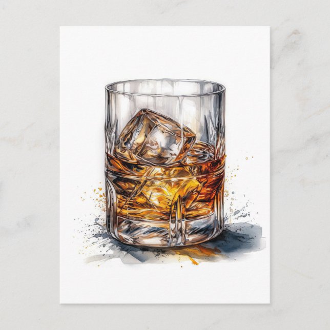 Whiskey auf den Felsen Art Postkarte (Vorderseite)