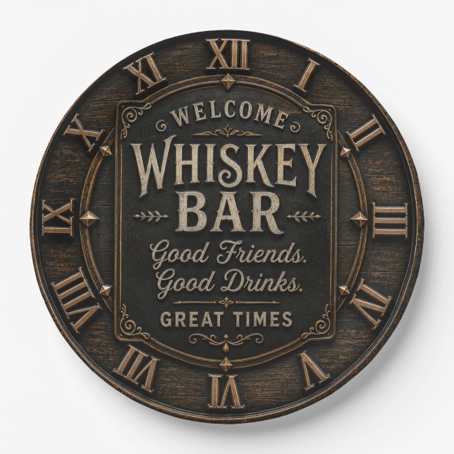 Whiskey Bar Rustic Home Bar  Pappteller (Vorderseite)