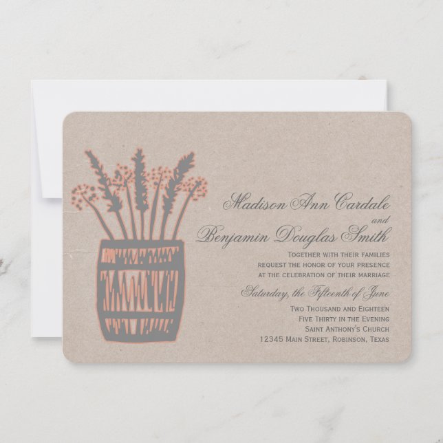 Whiskey Baril de blé Rustic Wedding Invitations (Devant)