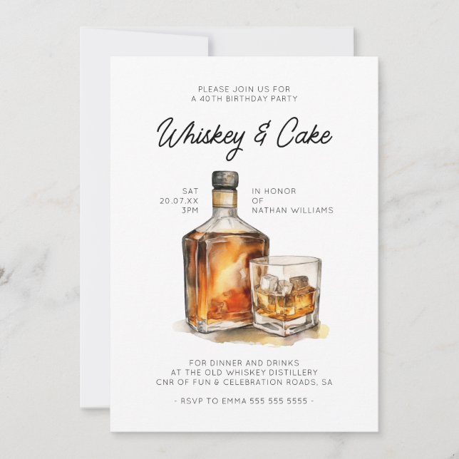 Whiskey Birthday Party Invitation (Devant)