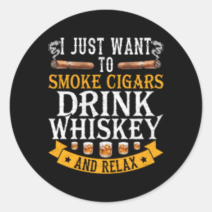 Whiskey Bourbon Alcohol Scotch Drinker Rauchwagen Runder Aufkleber