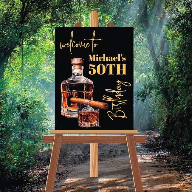 Whiskey Bourbon et Cigar Affiche de bienvenue d'an (Créateur téléchargé)