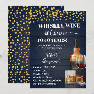 Whiskey & Cheers Adult Birthday Party Einladung