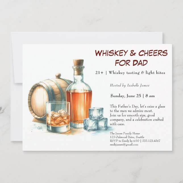 Whiskey & Cheers - Editable Vatertag Einladung (Vorderseite)