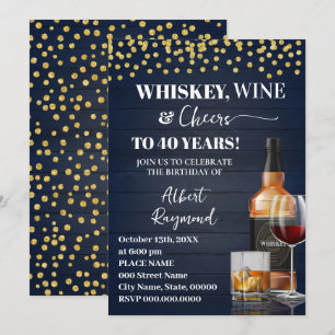 Whiskey & Cheers Erwachsenen-Geburtstagsfeier Einladung