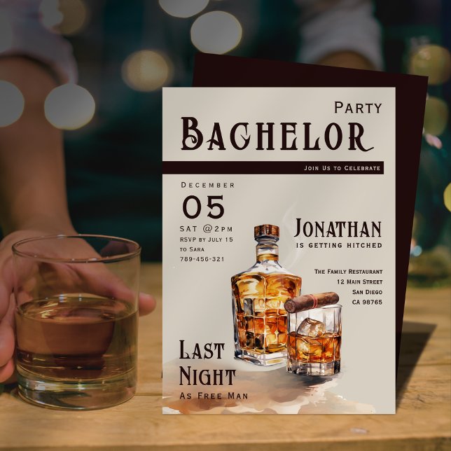 Whiskey Cigar Magazine Cover Bachelor Party Einladung (Whiskey Cigar Magazine Cover Bachelor Party Invitation)