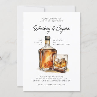 Whiskey & Cigars Geburtstag von Männern Einladung
