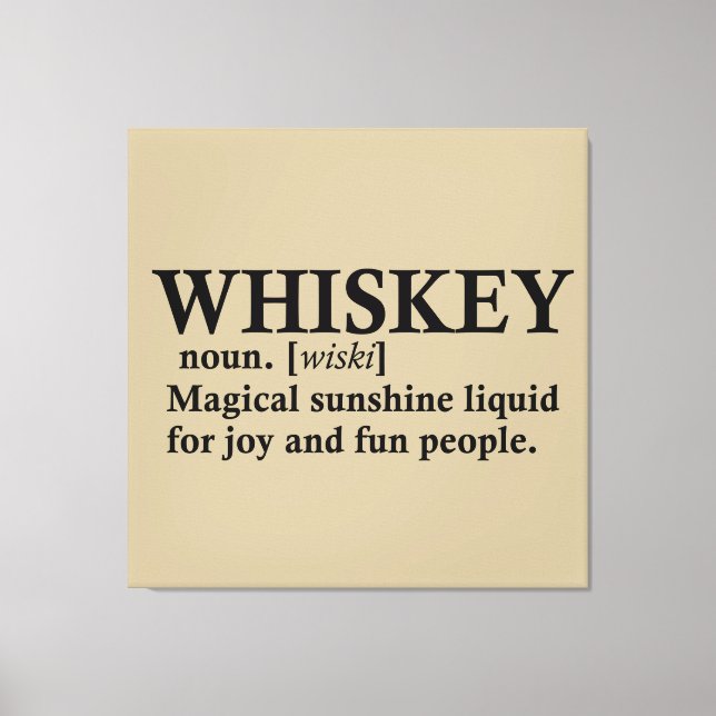 Whiskey-Definition lustige Trinkquoten Leinwanddruck (Vorderseite)