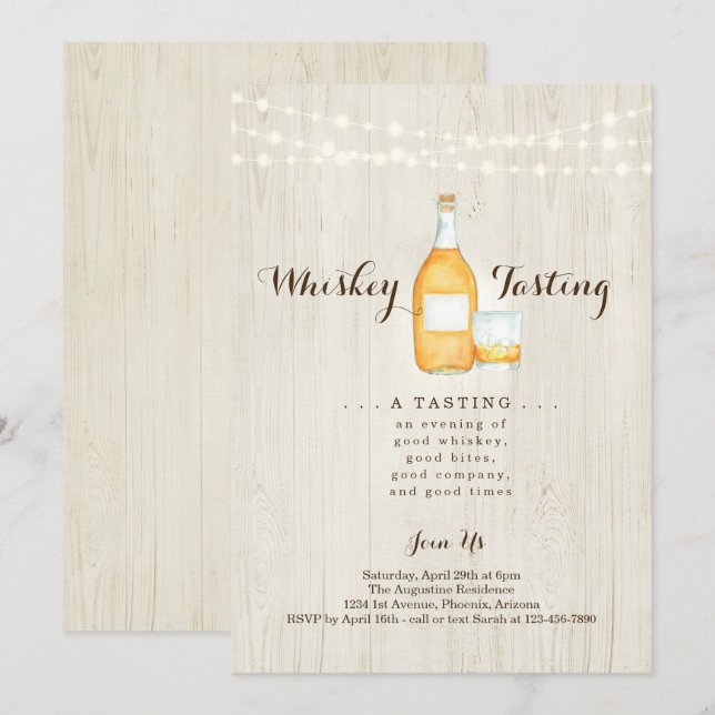 Whiskey-Degustations-Party Einladung (Vorne/Hinten)