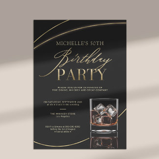 Whiskey Dinner Cocktail Party Modernes 50. Geburts Einladung