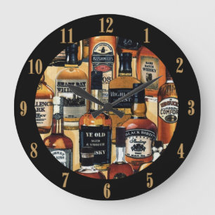 Whiskey Fltles Pattern Große Wanduhr