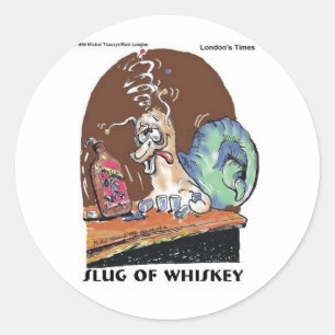 Whiskey Funny Snail Geschenke & T-Shirts Runder Aufkleber