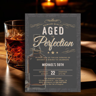 Whiskey gereift bis zur Perfektion Typografie 50. Einladung