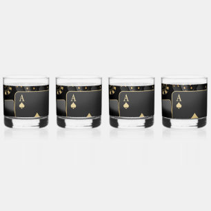 Whiskey Glasses - Schwarz und Gold Poker Design Whiskyglas